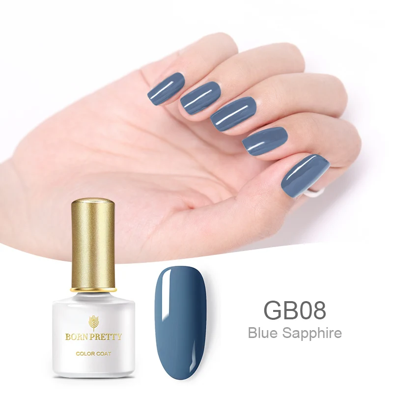 Цветной Гель-лак для ногтей BORN PRETTY, 6 мл, серый, синий цвет, замачиваемый УФ светодиодный Гель-лак для дизайна ногтей - Цвет: BP-GB08