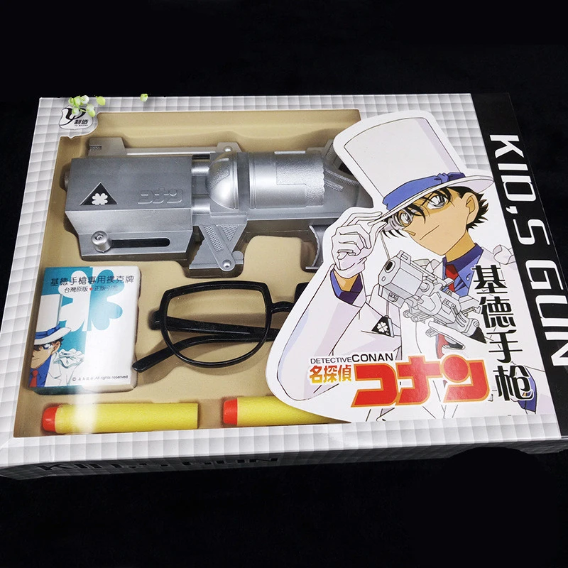 Beste Halloween Anime Detective Conan Cos Kidd Poker + Pistool + Magic Card + Glazen Set 4 kinderen Vakantie Geschenken collectie