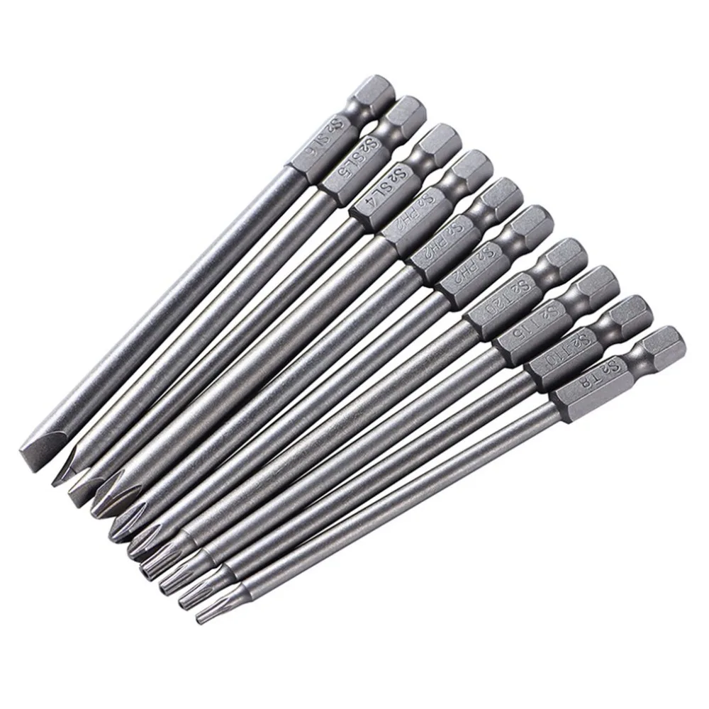 10pcs 100mm Long Hex Cross Phillips Head Screwdriver Bits