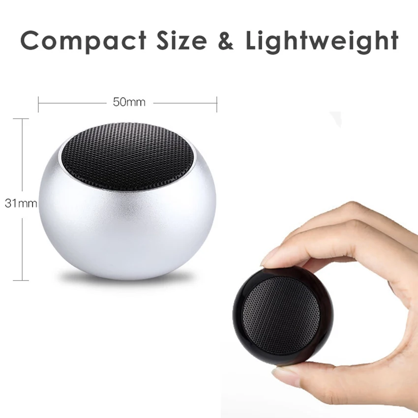 Aimitek BM3D Mini TWS Portable Bluetooth Speaker True Wireless Stereo Subwoofer Handsfree Loudspeaker with Mic for Smartphones