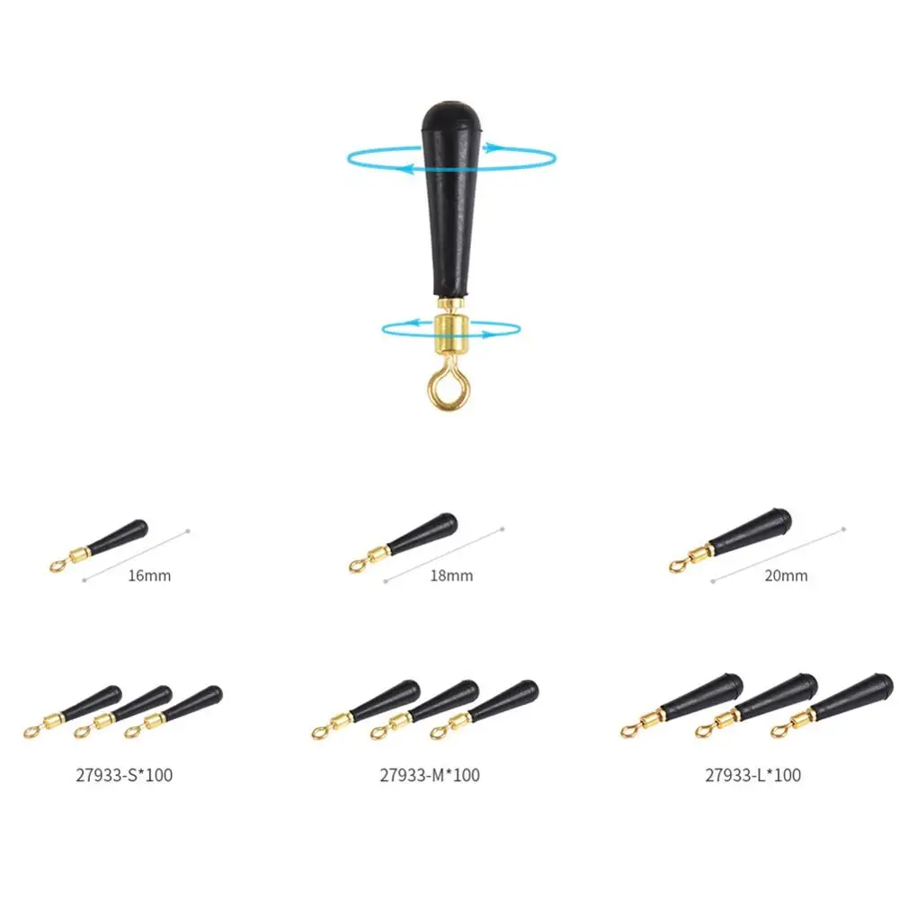 100 قطعة/الحقيبة الصيد تعويم بقية 360-درجة للتدوير المعادن المطاط الانجراف بوبر كتلة اكسسوارات