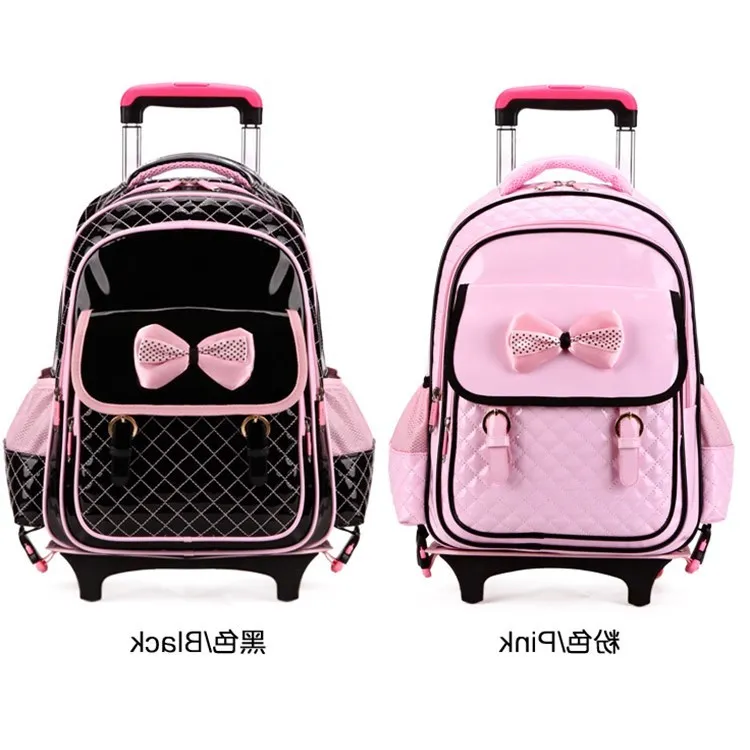 Чехол на колесиках для детей, детская школьная сумка с бантом, светящийся чехол для детей и школьников, рюкзак для девочек, чемодан для путешествий
