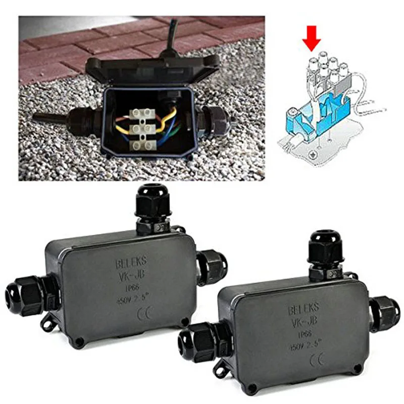 

2PCS Newest Cover Waterproof Junction Outdoor Weatherproof Plastic Enclosure Cable Connect Box QP2