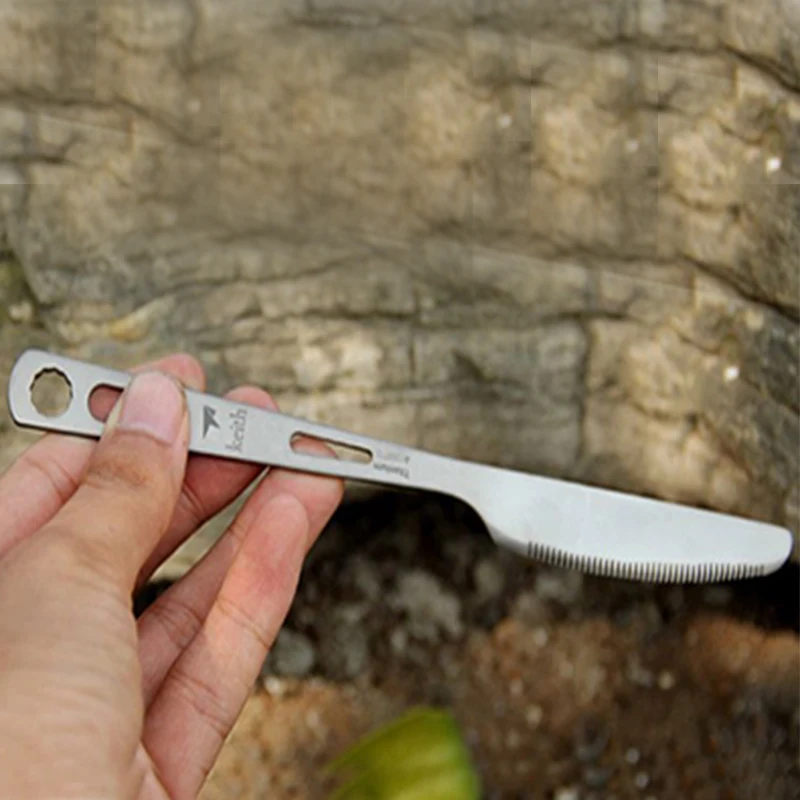 Keith 3 unids Utensilios de cocina kit Titanium cubiertos cuchillo Tenedores cuchara camping picnic ligero 53g ti5310 Navidad regalo W/ bolsa