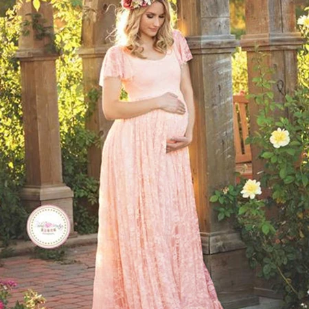 OkayMom для беременных реквизит для фотосъемки Одежда для беременных 4XL элегантные белые кружевные вечерние платья Одежда для беременных для фотосессии - Цвет: pink