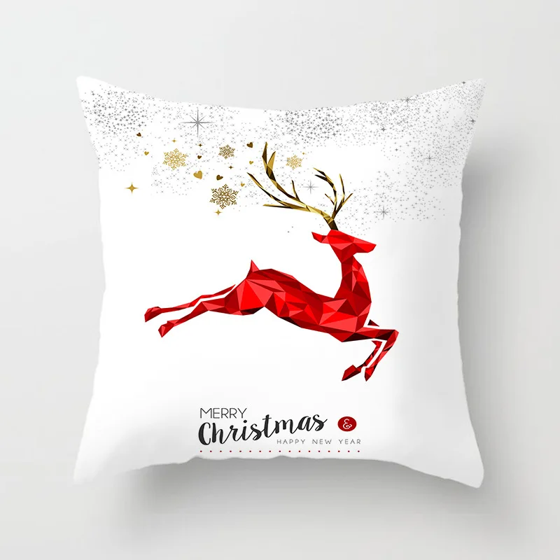 Рождественские декоративные Чехлы для подушек красная и белая Золотая Снежинка Рождественская елка с принтом домашний Декор диванная подушка подарок