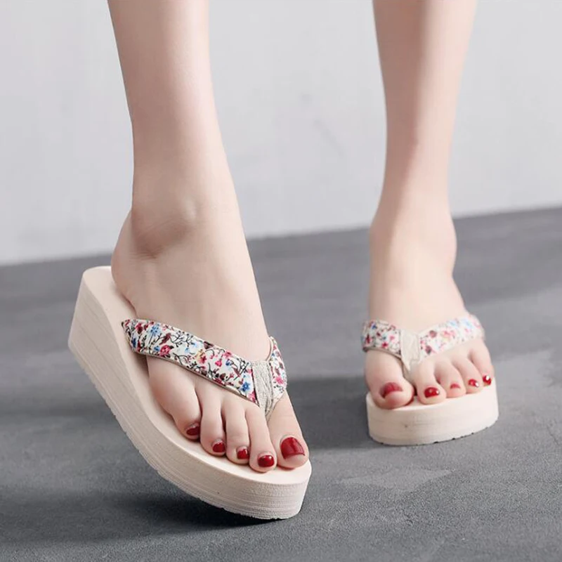 new platform Wedge Women Slippers Summer Beach Casual Beach Women Slipper Flip Flops Sandals Summer Shoes zapatos mujer c601