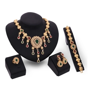 

Women's Fashion Party Rhinestone Necklace Pendant Bracelet Earrings Ring Set