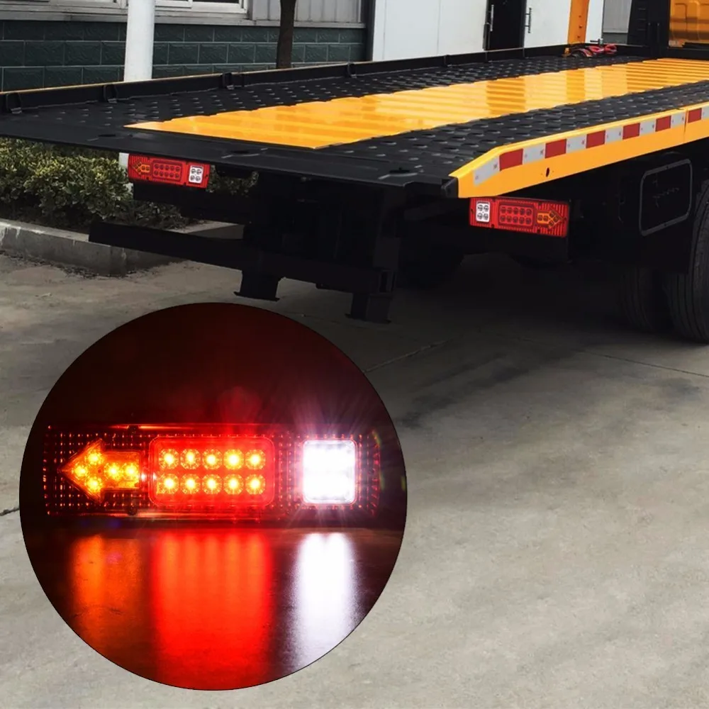 2pcs 12V Waterproof 19 ATV Trailer Truck LED Tail Light Lamp Car Trailer Taillight Reversing