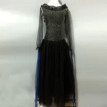 Стиль латинский танцевальный костюм сексуальные газовые камни латинские танцевальные платья для женщин конкурс латиноамериканских танцев платья A53 S-4XL