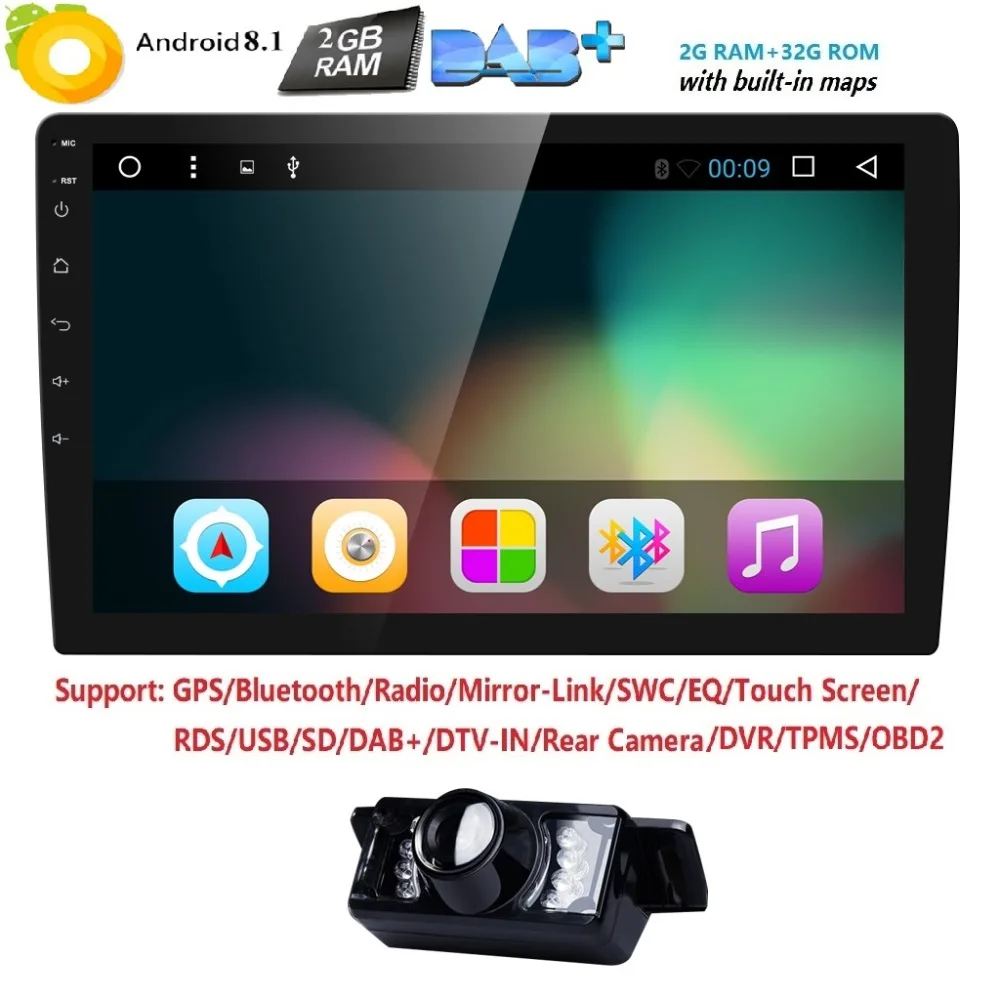 10 1 QuadCore 2Din Android 8 dvd помощи при парковке para Карро Подходит универсальный