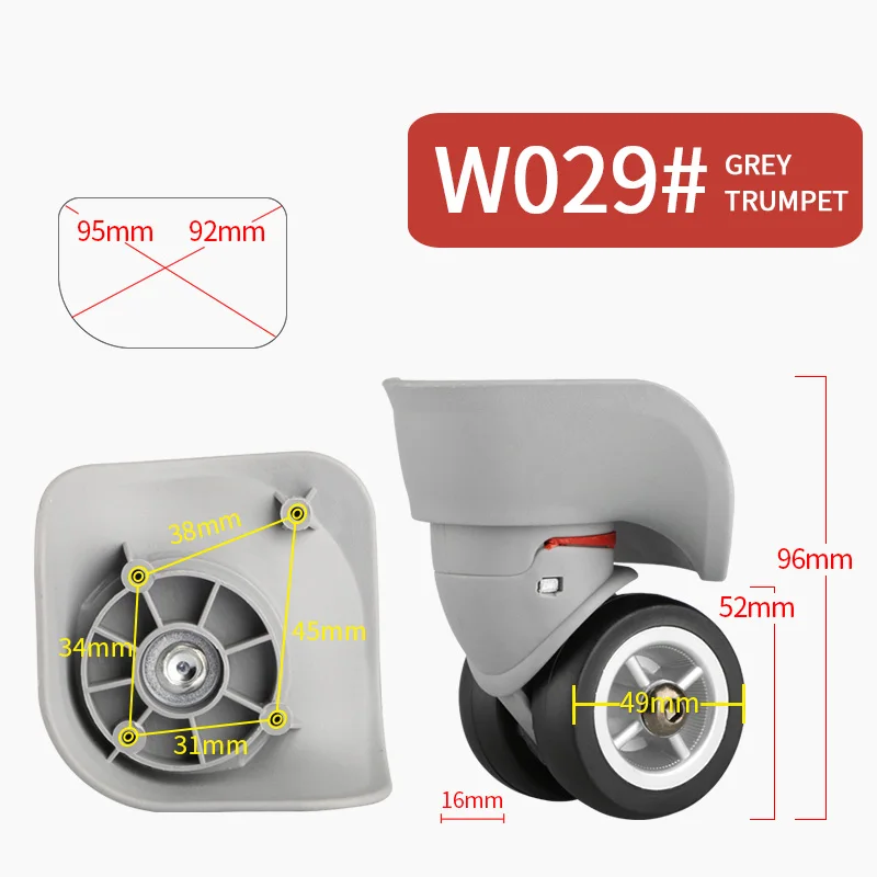 Багажное колесо, сменные колеса, аксессуары для чемодана, Универсальные ролики, чемодан на колесиках, аксессуары для чемодана, сумки на колесиках - Цвет: W029 Trumpet Grey