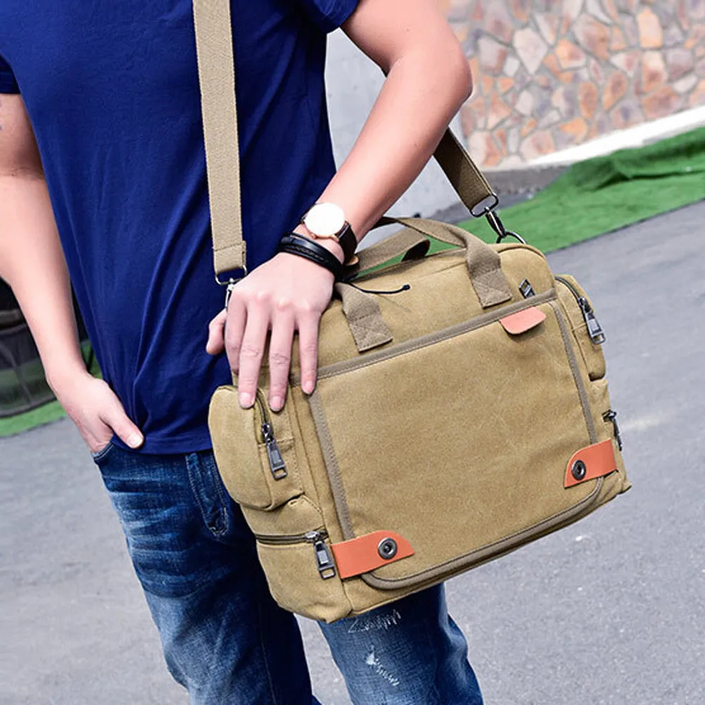 Сумка мужская Холщовая Сумка через плечо портфель-слинг сумка-портфель