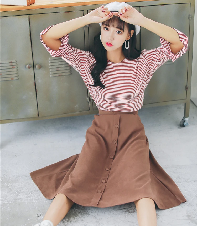Fashion Women Skirt Vintage Retro High Waist (9)