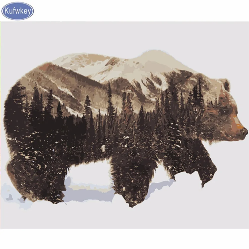 

diamond embroidery The shadow of a bear 5d diamond painting full diamond mosaic 3d picture of rhinestones cross-stitch