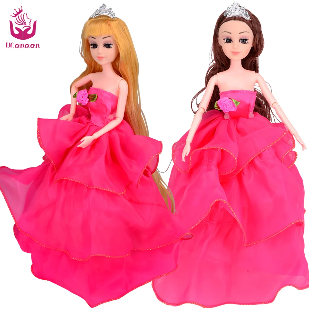

UCanaan Princess Doll Party Dress Girls Dolls Wedding Dresses Long Thick Hair with Comb and Mirror Best New Year Gift