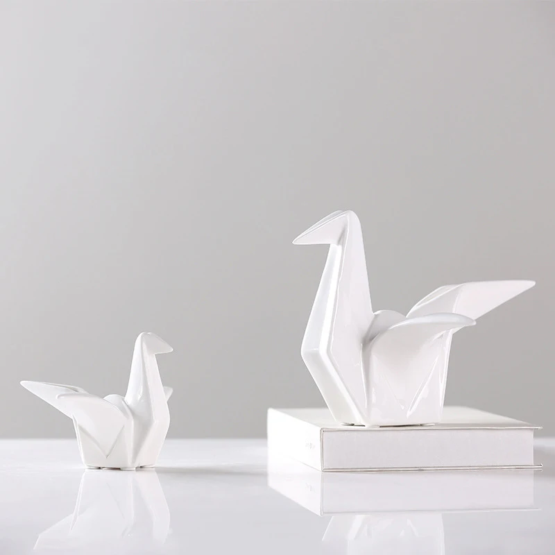 

Creative Modern Abstract Thousand Paper Cranes Statues Sculptures Geometric Aanimal Figurine Sculpture For Home Decorations Gift
