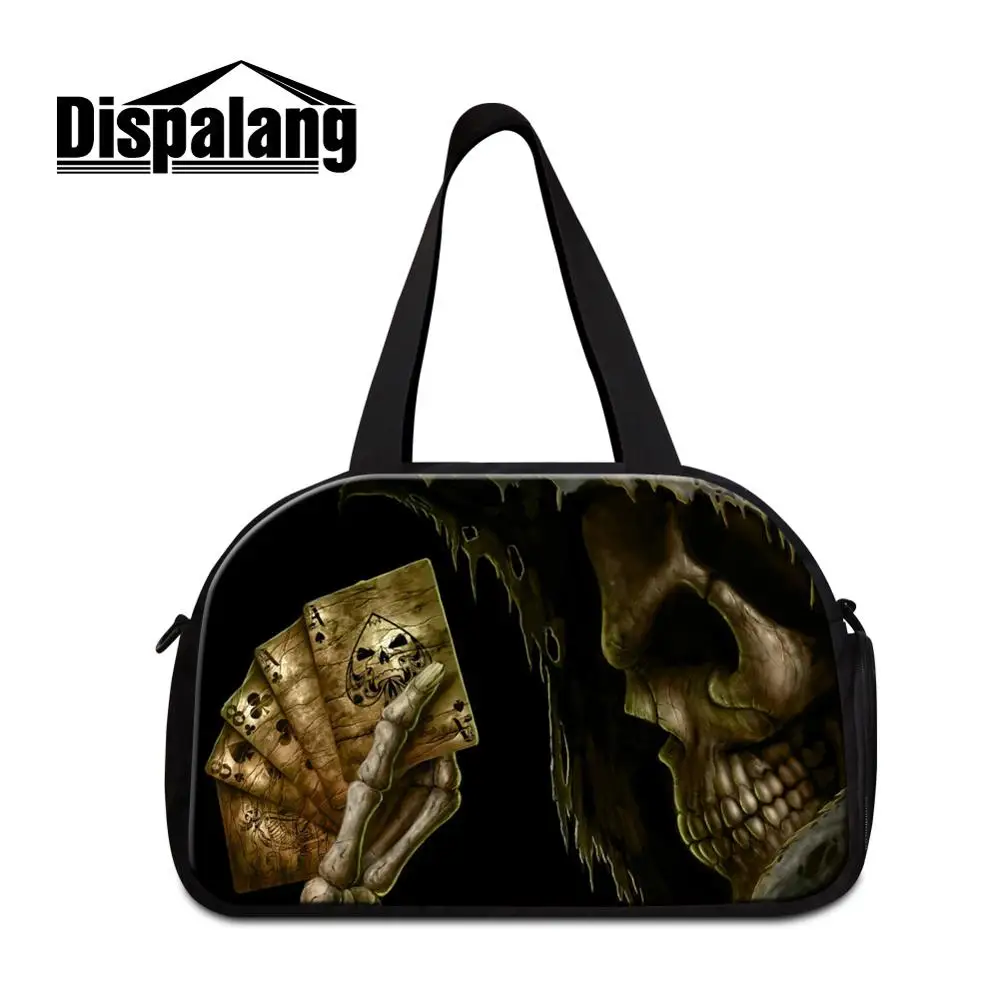 Бренд Dispalang, женская спортивная сумка, крутой принт с черепом, багажные дорожные сумки большой емкости, дорожная сумка, Портативная сумка - Цвет: Коричневый
