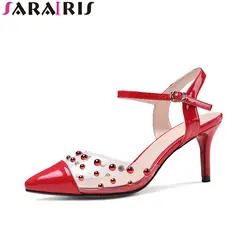 SARAIRIS/хит продаж, пикантные женские летние сандалии с острым носком, с пряжкой, на тонком высоком каблуке, для вечеринок, женская обувь