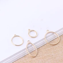 10pcs Gold Metal Round Oval Pendants Charms DIY Stud/Drop Earrings Necklace Making Women Fashion Jewelry Findings Accessories