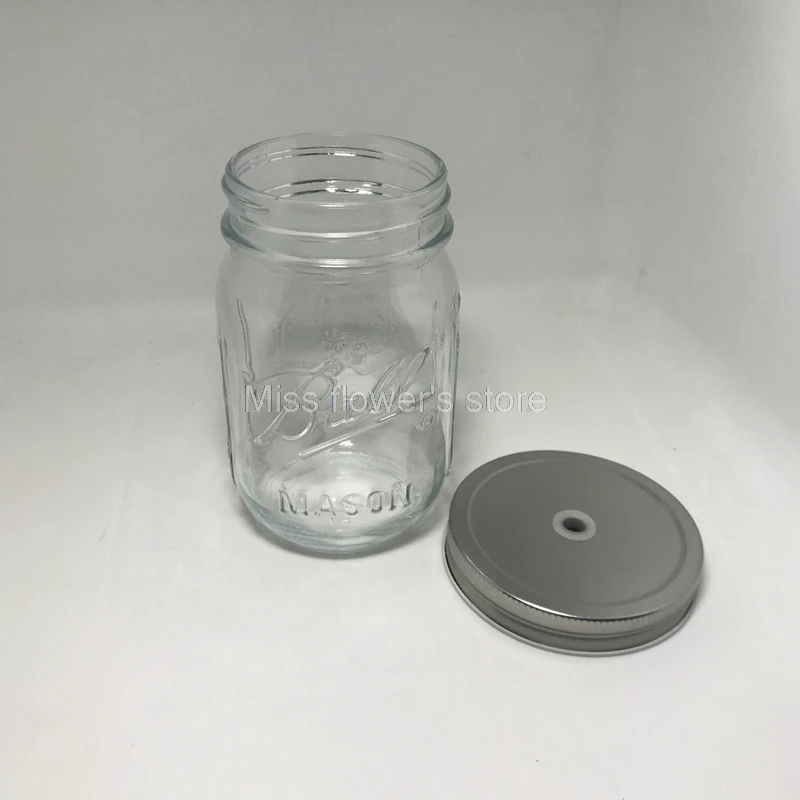 1 шт. Креативная стеклянная бутылка Mason Cup Bottle Sealed Jar фруктовый и овощной салат соус напиток сок ваза-светильник - Цвет: Single hole cover