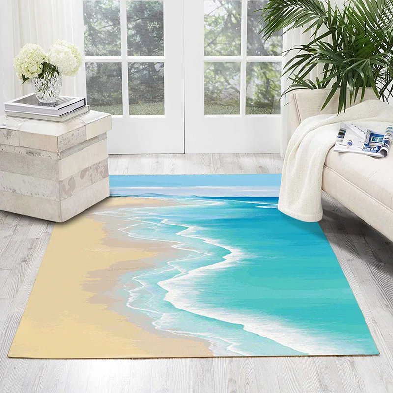 

3D Ocean Scenery Living Room Carpet Home Decor Carpets Bedroom Sofa Coffee Table Rug Study Soft Area Rugs Kids Play Floor Mat