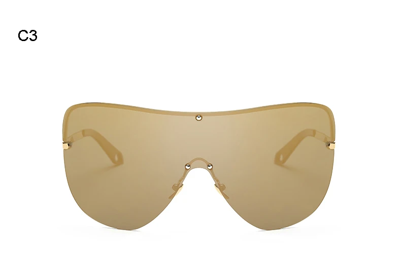 WOWSUN, без оправы, для женщин и мужчин, большая оправа, поляризационные солнцезащитные очки, интегрированные линзы, фирменный дизайн, очки A136 - Цвет линз: C3Yellow Gold Mirror