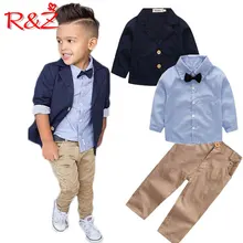 R& Z/Детский костюм Костюм Джентльмена на весну и осень для мальчиков, пиджак, рубашка, штаны комплект из 3 предметов с галстуком-бабочкой