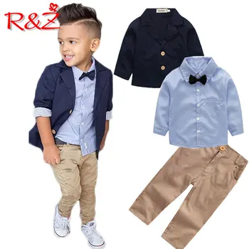

R&Z children's suit 2019 spring and autumn new boy gentleman suit suit jacket shirt pants 3 piece set to send bow tie