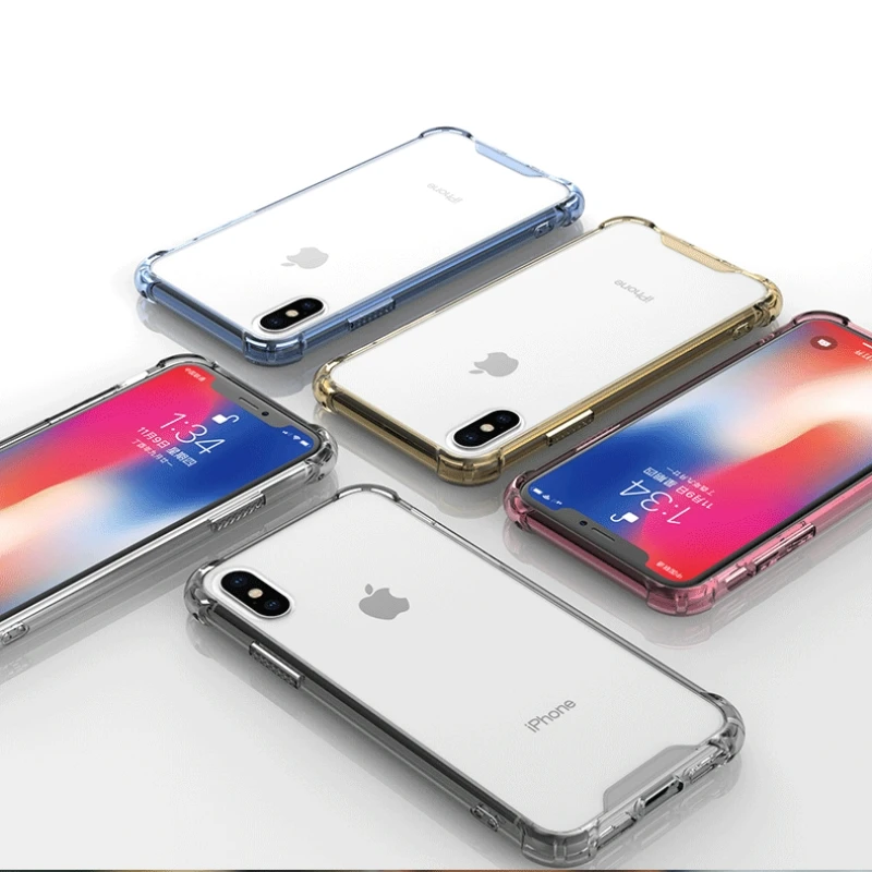 Kexin For iphone xs max case Four Corners Anti-knock Clear Case apple Xr 6 7 8 Plus Soft Phone Candy Color Frame |