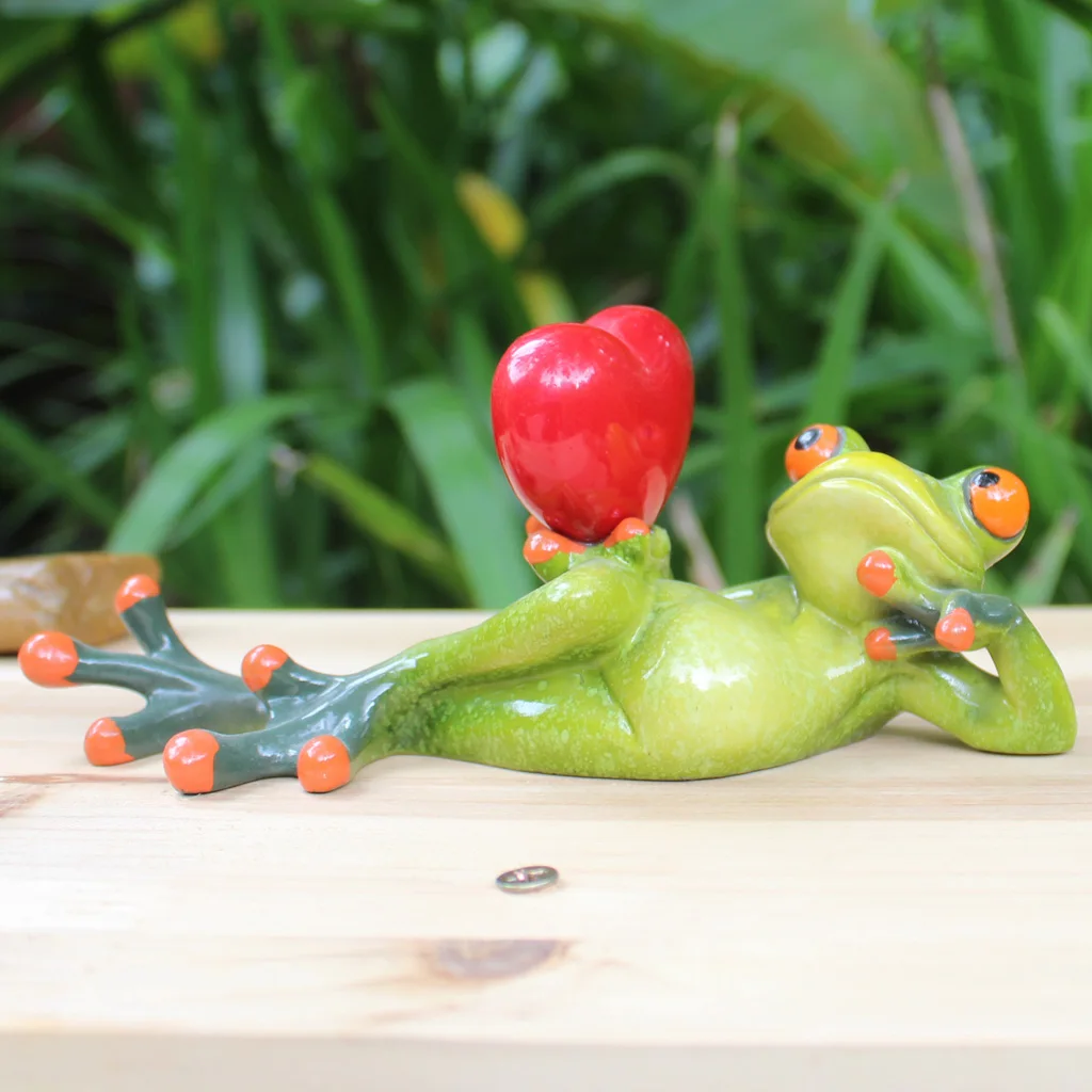 Resin Frogs Figurine Kawaii Yoga Animal Sculpture Dolls Model Ornaments Car Home Garden Decoration
