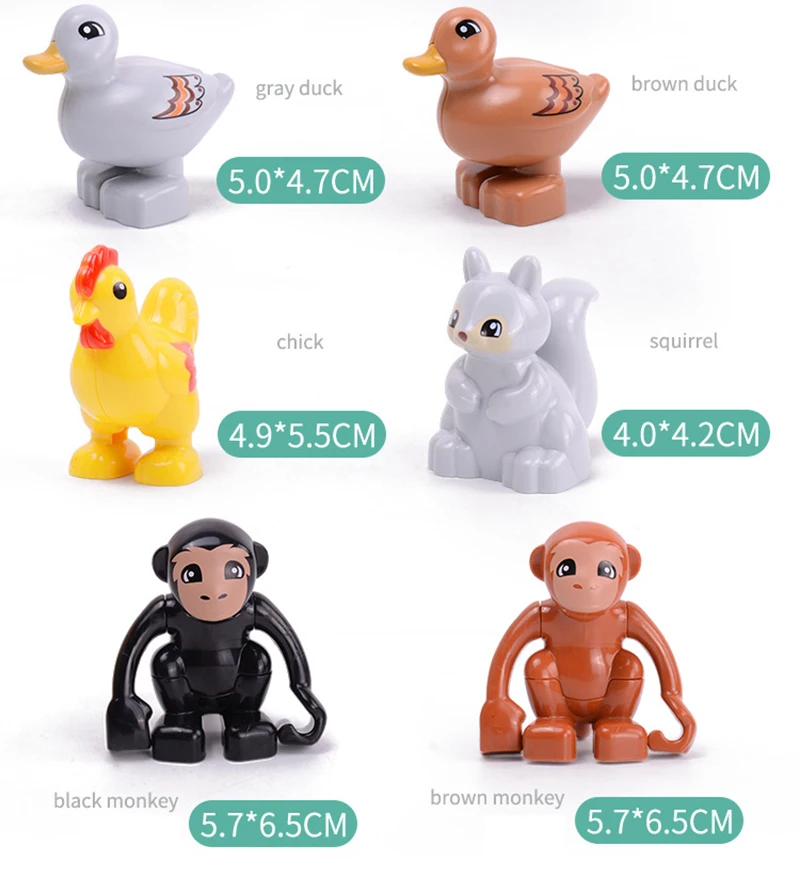 DIY Large Size dinosaur Animal Series Building Blocks Sets Farm Animal Bricks Compatible with Duploe Toys  for children Kid Gift (15)