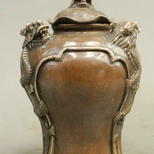 Bi003231 Народных Китайских Бронзовых Культуры Повезло Богатство Дракон Головы Драконов Статуя Бутылки Горшок