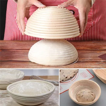 

Bread Banneton Proofing Basket - Baking Bowl Dough Gifts for Bakers Proving Baskets for Sourdough Lame Bread Jar Proofing Box