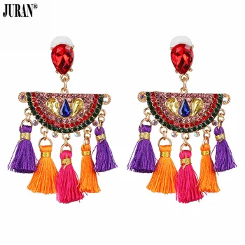 

JURAN Multicolored Tassel Earrings For Women Vintage Earrings Ethnic Handmade Pendant Dangle Statement Earings Fringed Earrings