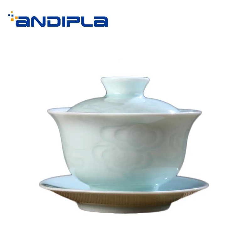 Керамическая фарфоровая чайная посуда 150 мл Celadon Gaiwan офисный семейный чайный