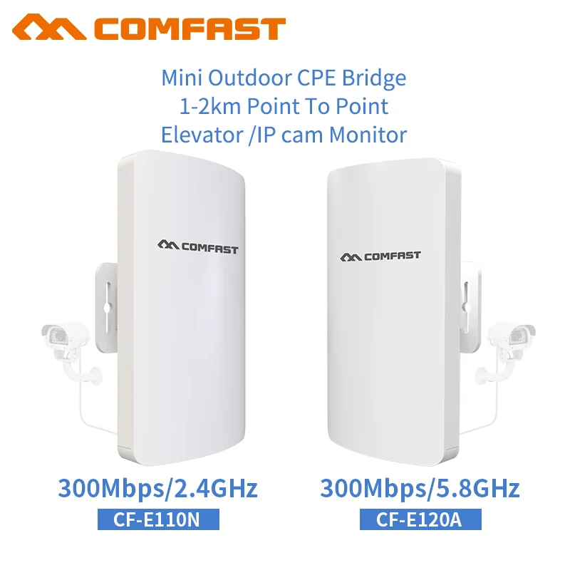 

2pc 2.4/5.8G 300Mbps Outdoor CPE Wireless Bridge Wifi Repeater Amplifier Point to Point Wifi Transmission 2km Nanostation router