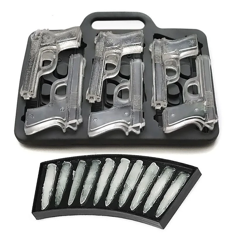 2pcs/set Diy Ice Cube Mold Gun Bullet Shape Ice Cube Tray Fruit Ice