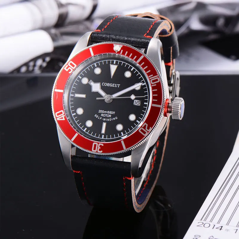41mm Corgeut Black dial blue/black/red bezel Sapphire Glass Miyota movement mechanical Automatic Men Watch 41mm Corgeut Black dial blue/black/red bezel Sapphire Glass Miyota movement mechanical Automatic Men Watch