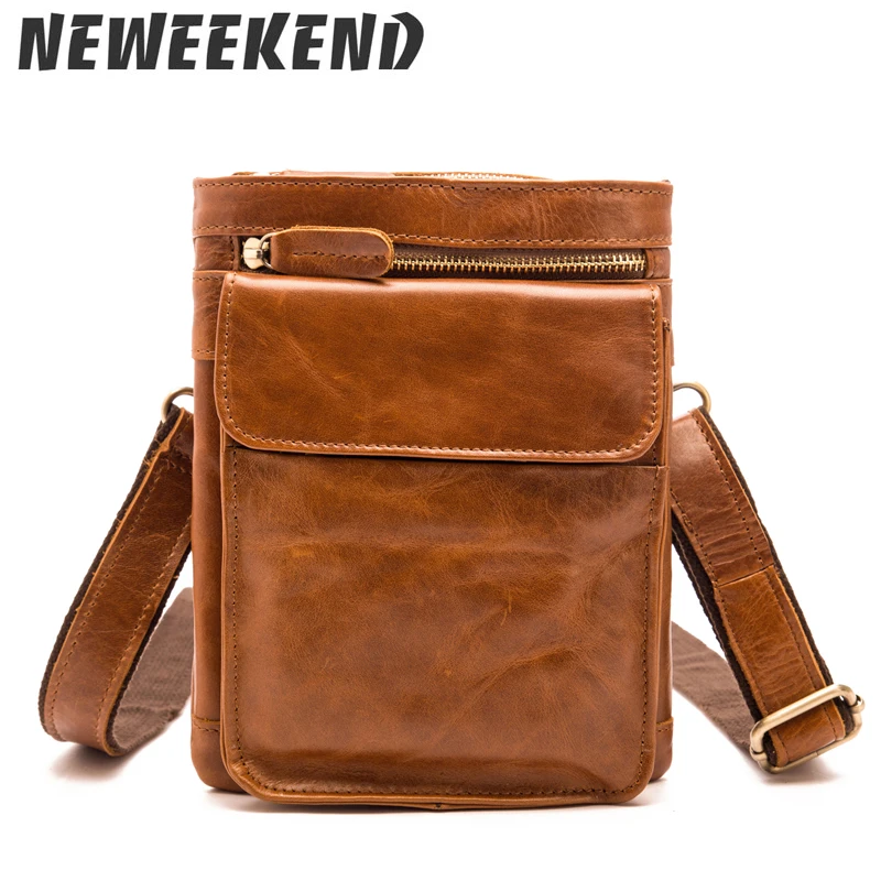 

Genuine Oil Wax Leather Fashion Design Men's Waist Bag Cowhide Shoulder Messenger Travel Hip Bum Belt Cross Body Bag B594