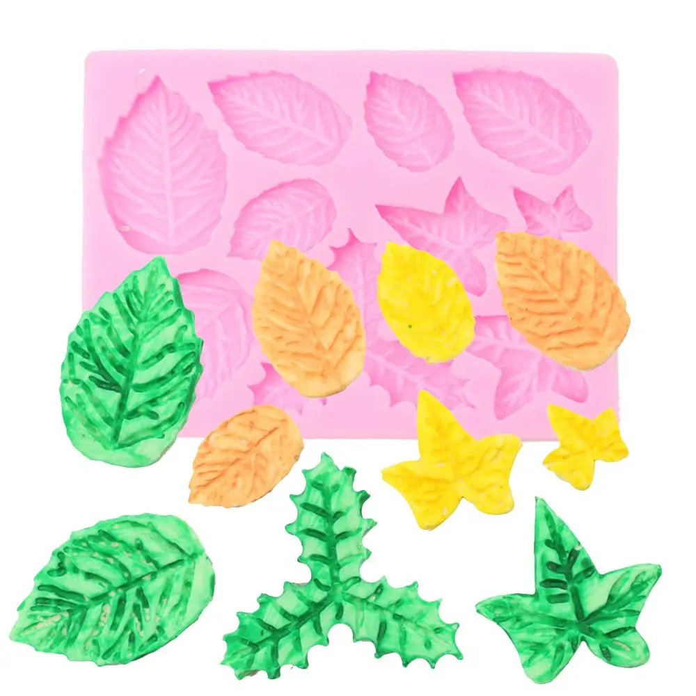 

Newest Diy Tree Leaf Press Molding Foil Mold Silicone Mold Cake Decor Fondant Cake 3D Leaves Silicone Mould