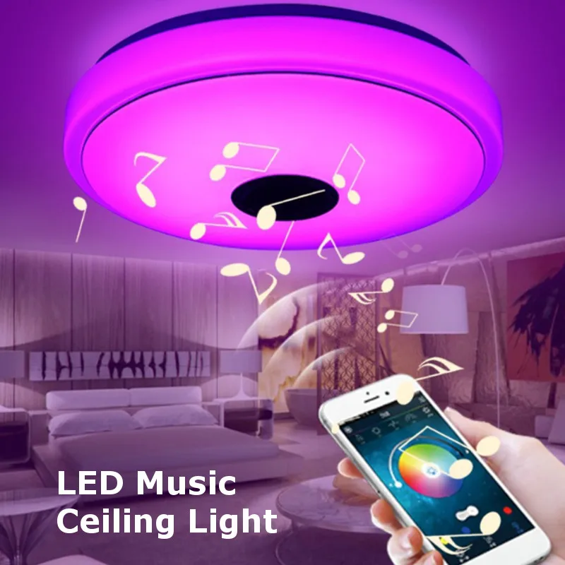 

Smuxi RGB 48W Bluetooth LED Music Speaker Flush Mount Ceiling Light Fixture LED Room Ceiling Lamp