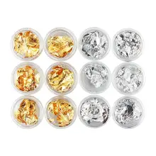 12 箱ネイルステッカー不規則なアルミ箔 DIY シルバーゴールデンネイルアートステッカー女性のための女の子(China)