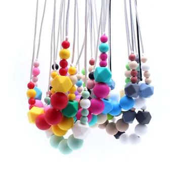 MHS.SUN Baby and Mom beads Necklace Food Grade Silicone Necklace infant teething toys Fashion Toddler nursing necklace ST020