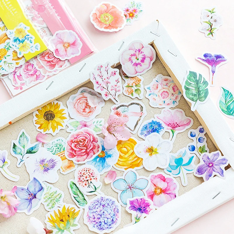 

45 pcs/pack Cute Kawaii Japanese Decoracion Journal Diary Flower Stickers Scrapbooking Flakes Stationery School Supplies