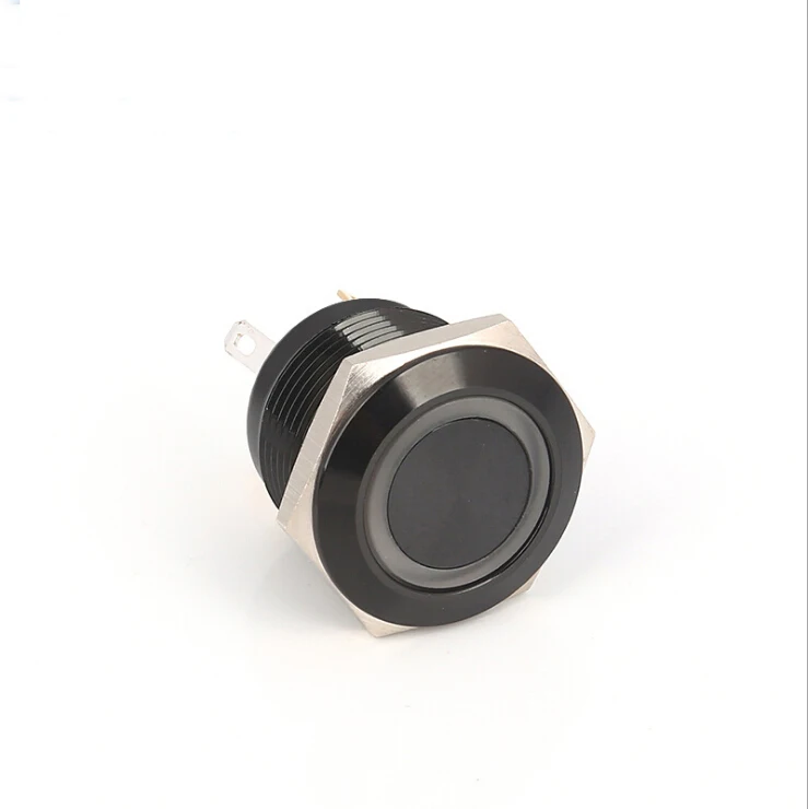 19mm normally open momentary black aluminium metal electric push button