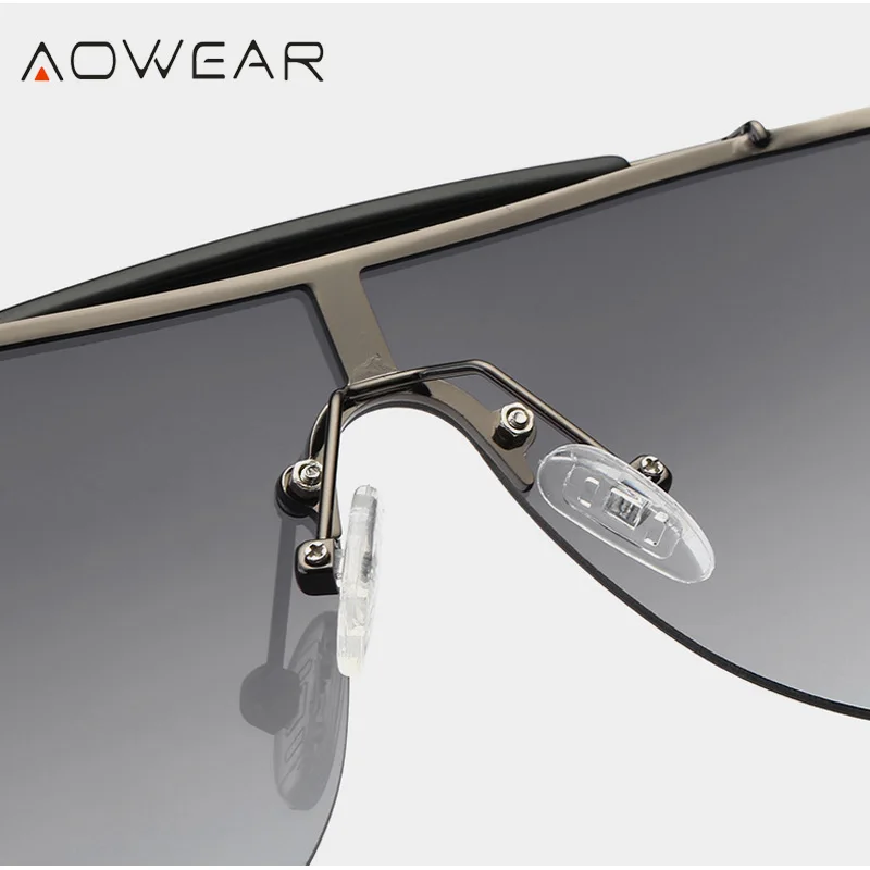 AOWEAR, Новое поступление, мужские поляризованные солнцезащитные очки, мужские полуоправы без оправы, очки для улицы, негабаритные, для вождения, стекло es UV400, мужское стекло