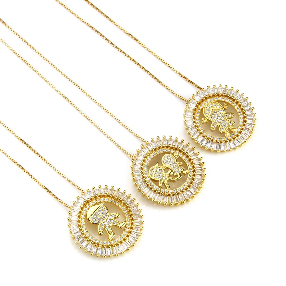 Lucky Sonny Boy Girl Colar Brazil Top Pendant Necklace Collar Fashion CZ Crystal Neckalces Jewelry Women Joyeria Feminina Joyas (4)