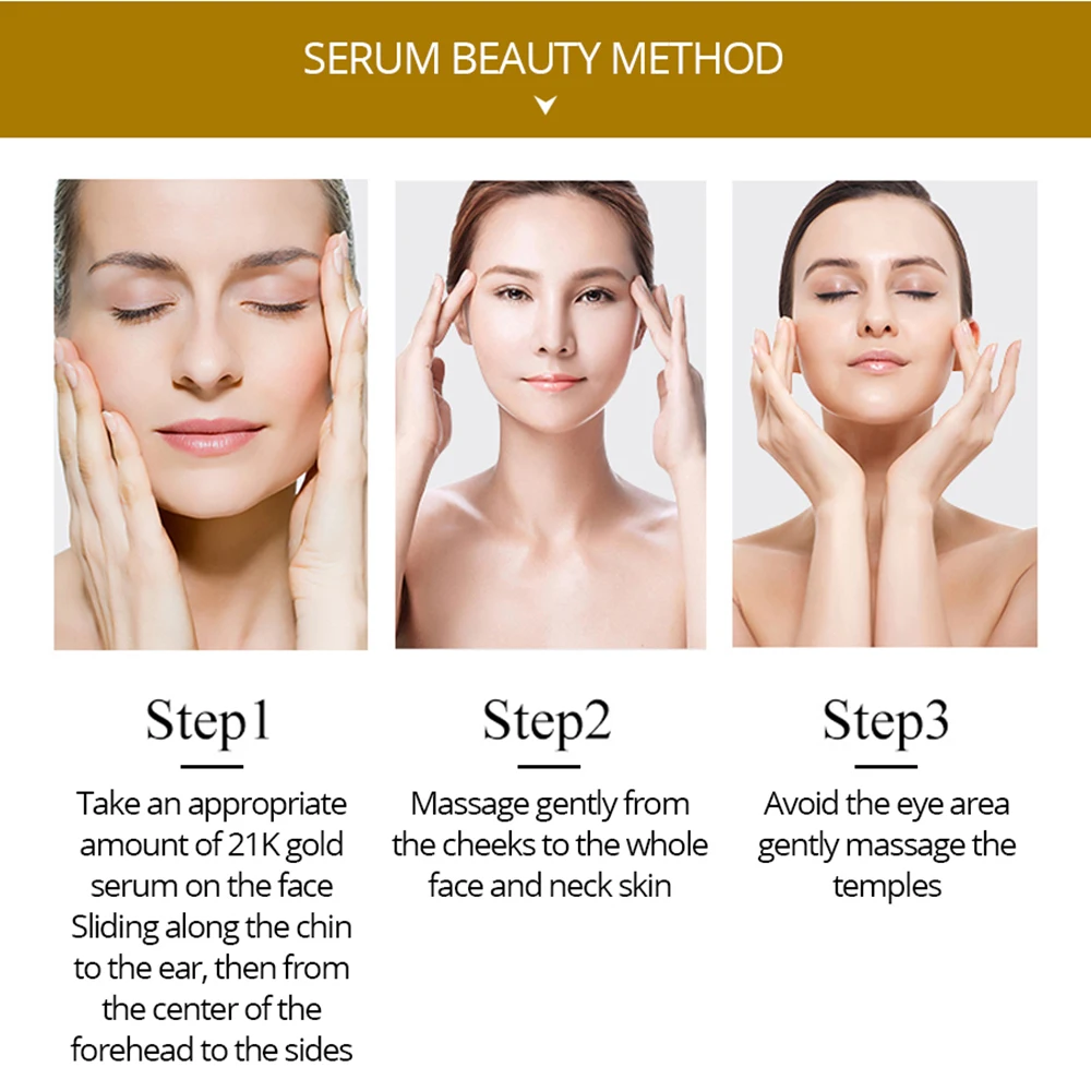 VIBRANT GLAMOUR 24K Gold Face Serum Anti-Aging Wrinkles Facial Serum Collagen Lift Firming Whitening Moisturize Skin Care Liquid