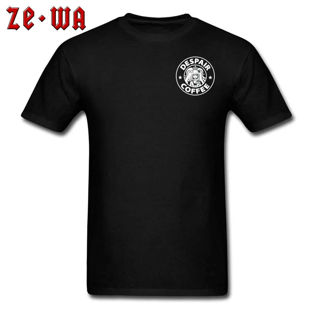 Аниме футболка Мужская футболка Despair coffee Danganronpa Zero Топы И Футболки черные белые хлопковые футболки японские комиксы ужасов - Цвет: Chest Print Black